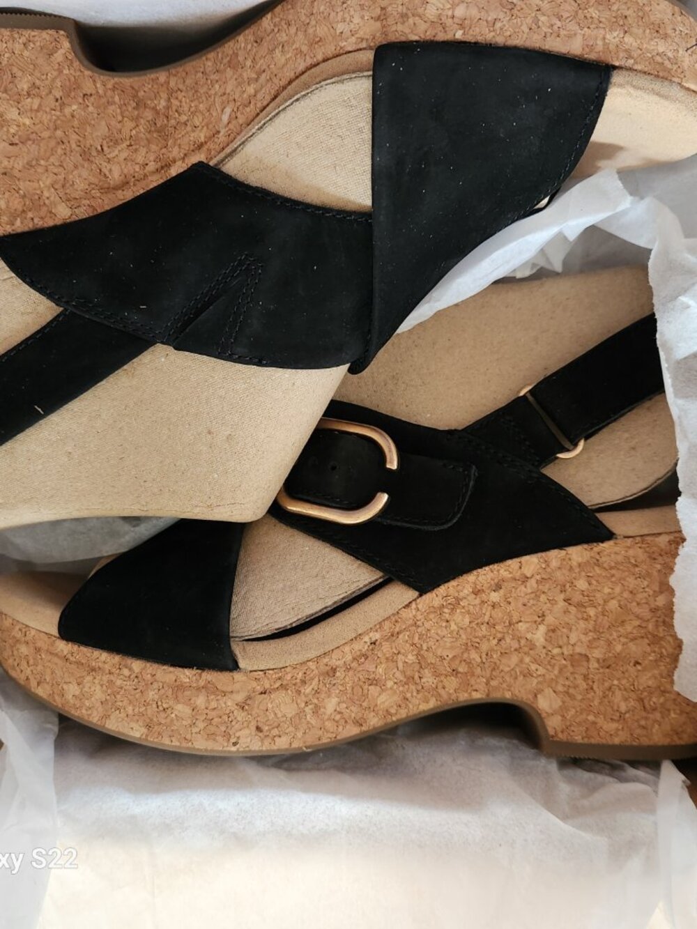 Clarks "Giselle Ivy" Black Nubuck Leather Wedges. NIB. Size 11 - Picture 8 of 9